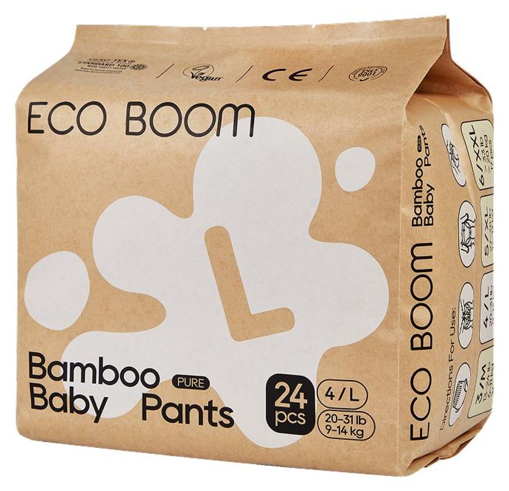 ECO BOOM Pure luierbroekjes van bamboe, maat L (9–14 kg), Productafbeelding 
