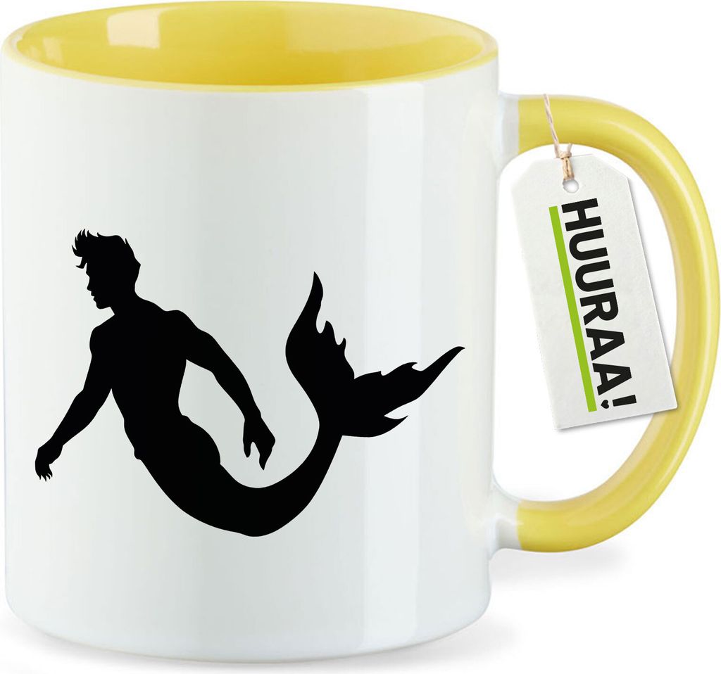 Huuraa Kaffeetasse Meermann Silhouette 330ml Gelb Keramik Kaffeebecher Geschenkidee
