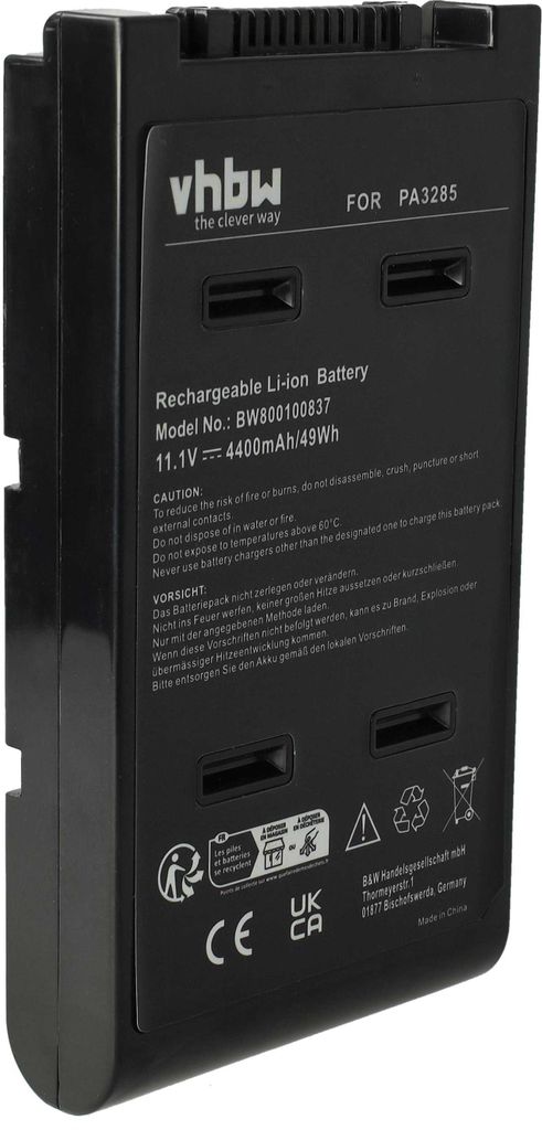 vhbw Akku kompatibel mit Toshiba Tecra A8-EZ8312, A8-EZ8311, A8 Serie, A1 Serie, S213 Serie, A8-S8314, A8-EZ8313 Notebook (4400 mAh, 11,1 V, Li-Ion)