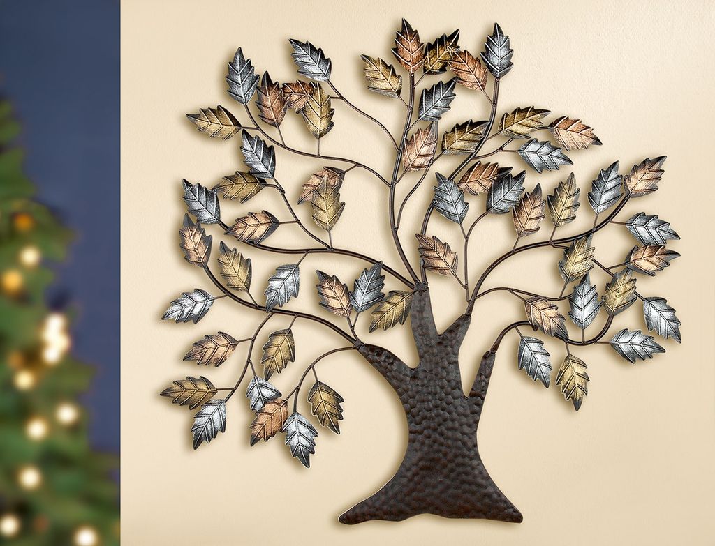 Gilde Wandrelief, Baum, "Baum", Metall, braun, goldfarben, Zdjęcie produktu 