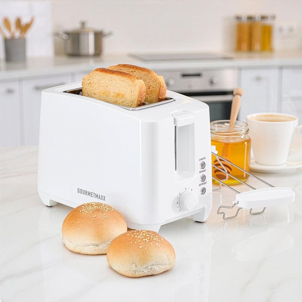 Toaster 2 Scheiben 750W mit Brötchenaufsatz 7