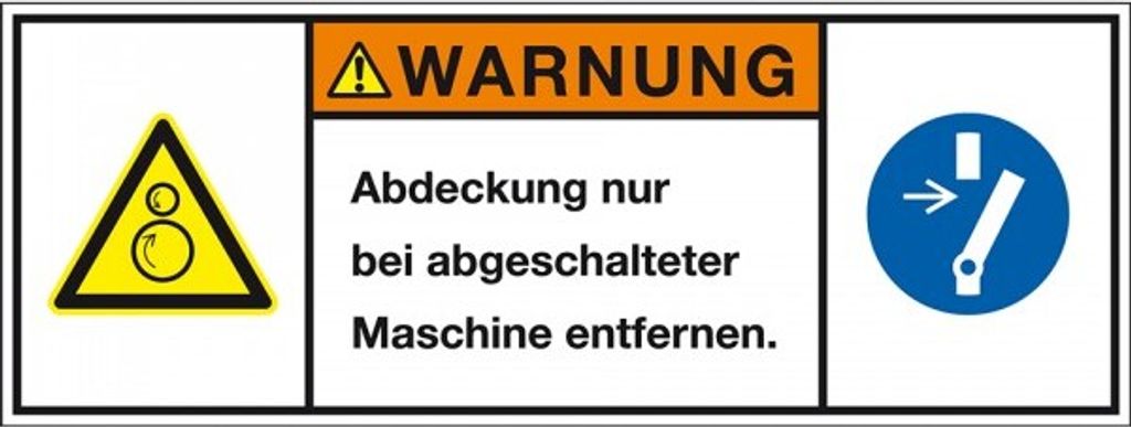 Dreifke Aufkleber I Produktsicherheitsschild Warnung Abdeckung n.bei abgesch...