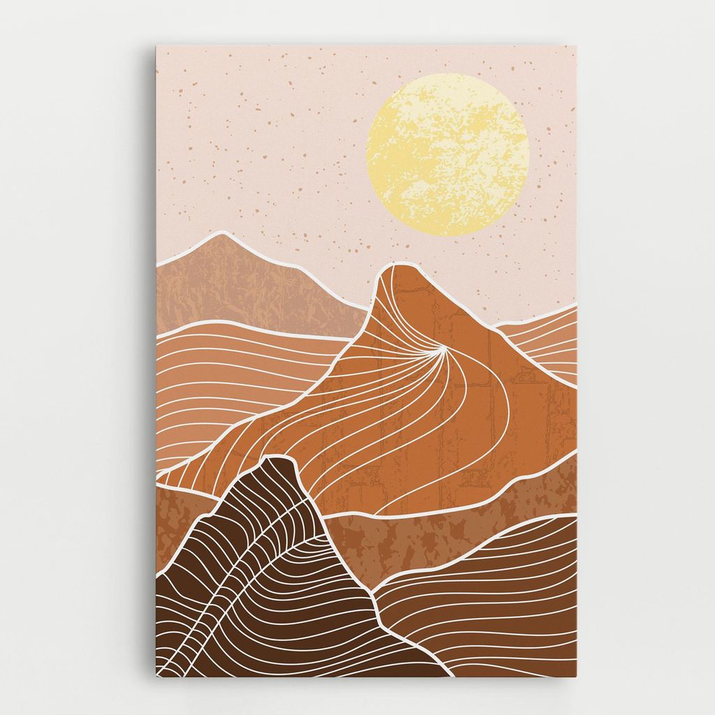 ARTHUB Leinwandbild 20x30 cm, Orange Mountain | Wohnzimmerdekoration, Hängende Bilder, Wanddekoration, Heimdekoration, Landschaften, Berge