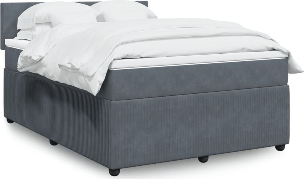 Maison Exclusive - Boxspringbett mit Matratze Dunkelgrau 140x190 cm Samt