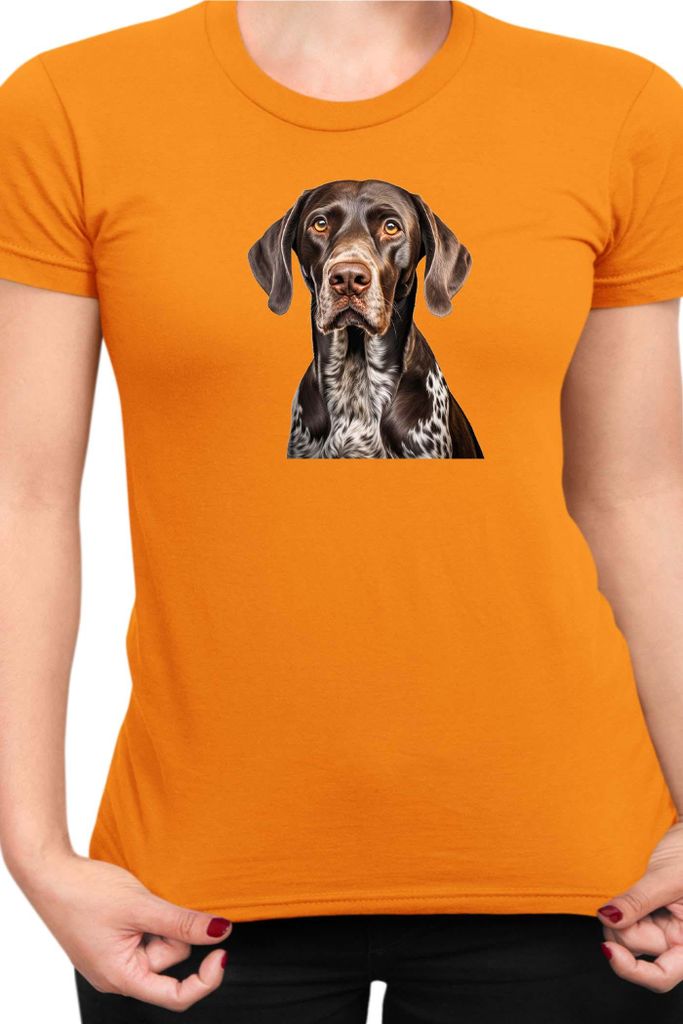 Damen T-Shirt Dogs Breeds German Shorthaired Pointer Dog Breed 007, Lady L / Orange
