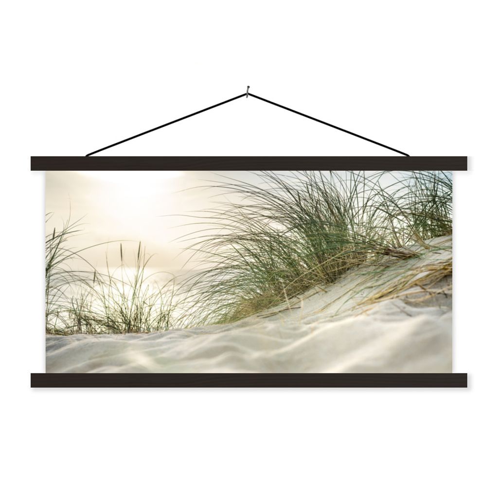 MuchoWow Textilposter Dünen am Wattenmeer 90x45 cm mit schwarzem Rahmen - Klemmleisten