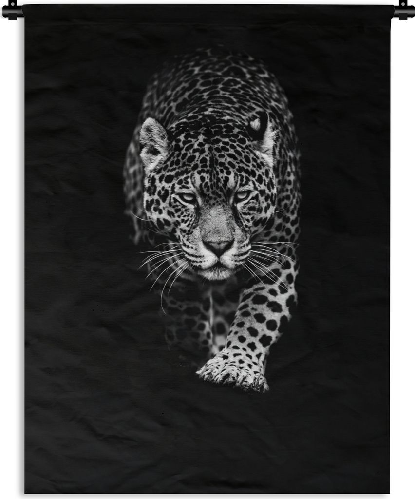 MuchoWow Wandteppich Wandbehang Tiere - Schwarz - Leopard - Weiß - Wild 90x120 cm Tapisserie Dekoration Wandtuch - Wanddeko