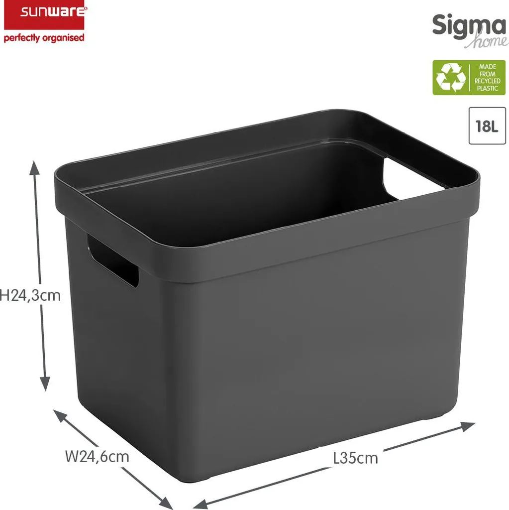 Rangement Bureau Sigma Home 18L Anthracite - Idéal pour Documents et Tri