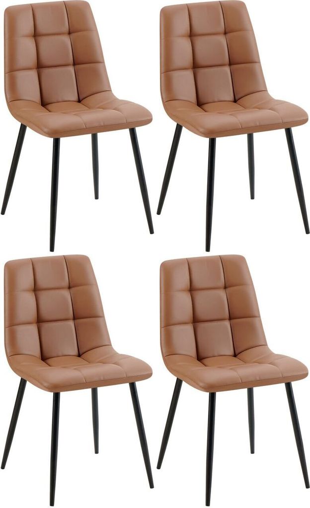 4er Set Esszimmerstuhl Antibes Kunstleder dunkelbraun