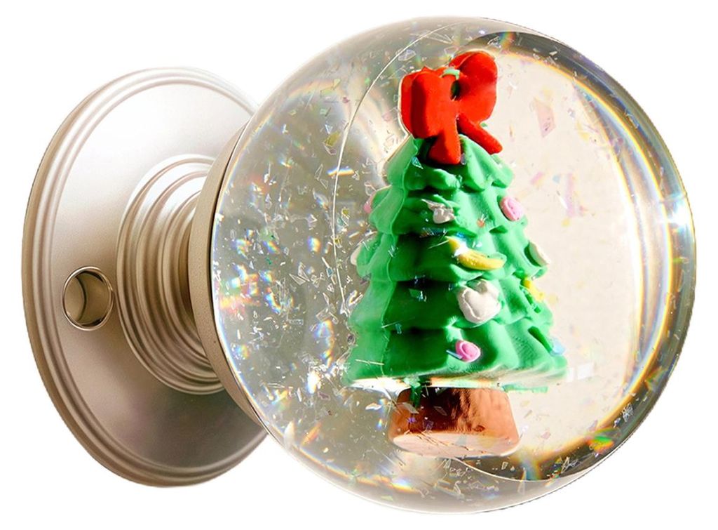 Weihnachtlicher Türknauf im Vintage-Stil mit Weihnachtsmotiven, transparenter Kristallkugel, dekorativer Türgriff für Schlafzimmer und Haustür ...