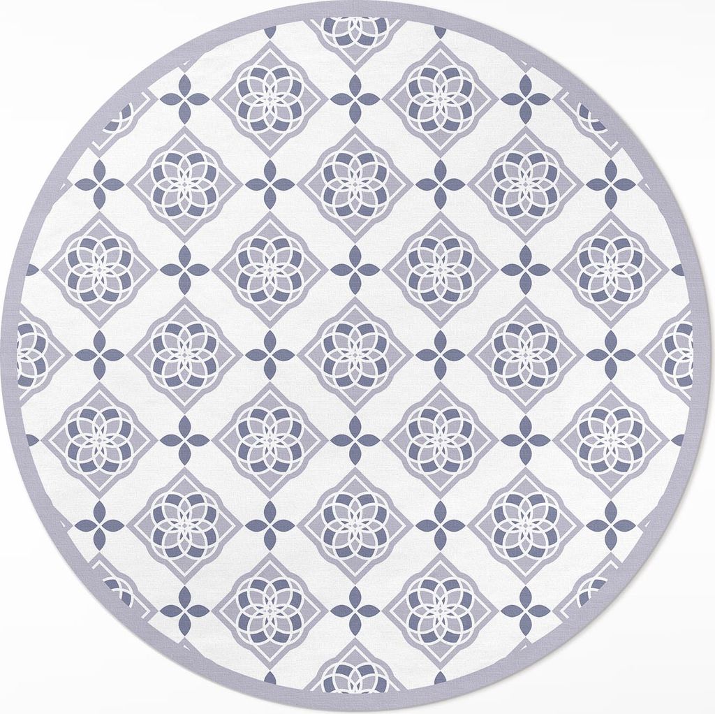 Dekorative Fliesen elegantes Muster – Vinyl Fußmatte – Ø 90cm – Rutschfest – Pflegeleicht & Langlebig