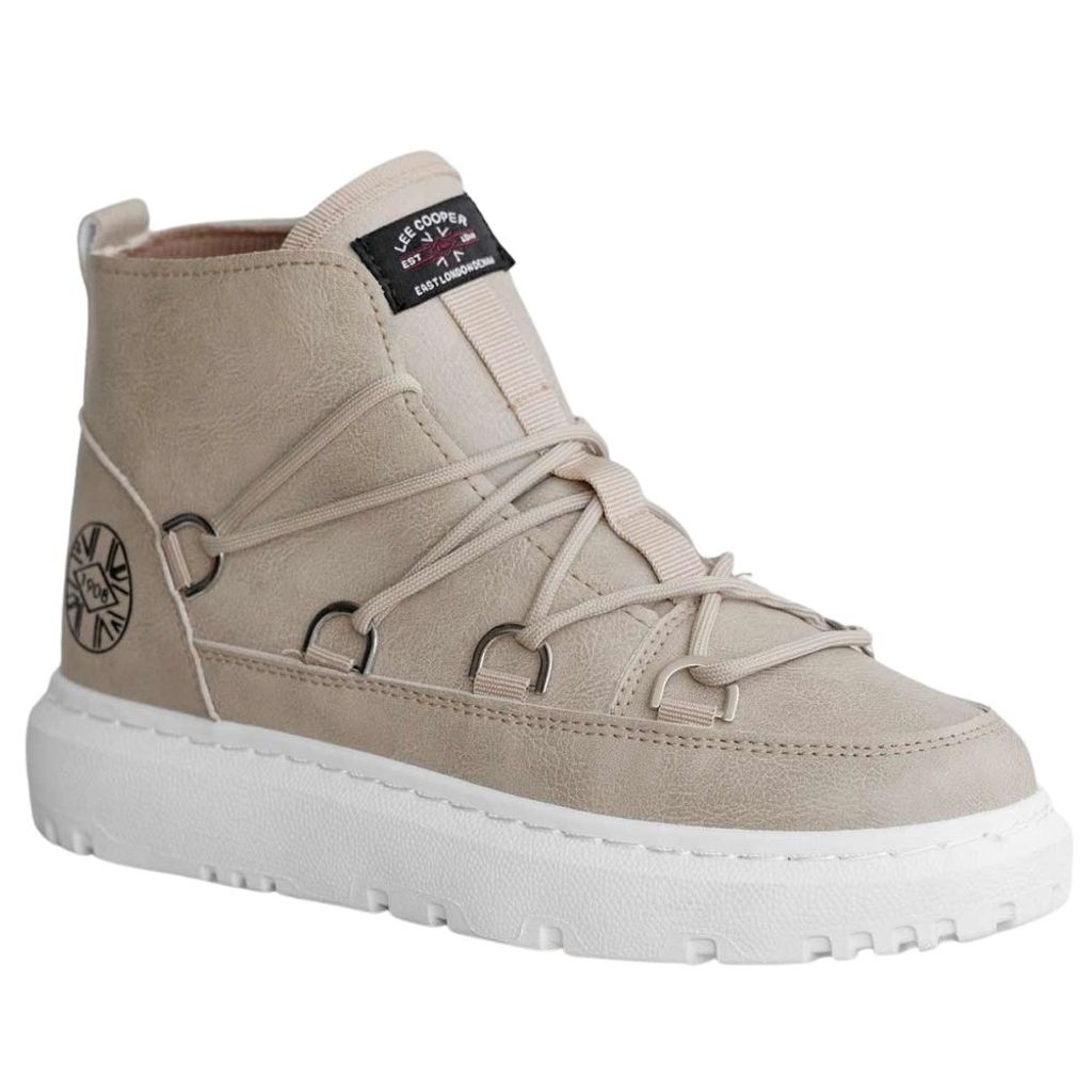Lee Cooper Damen Winterschuhe Schlicht Stiefeletten Warmfutter Beige Gr.41