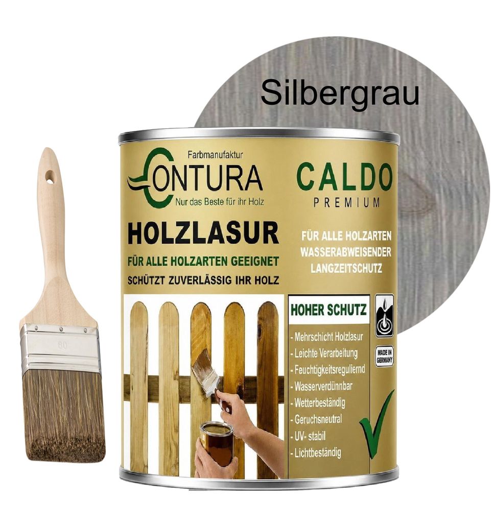 2,5Liter  - Holzlasur Dickschichtlasur Set + Pinsel 2in1 Produktbild 