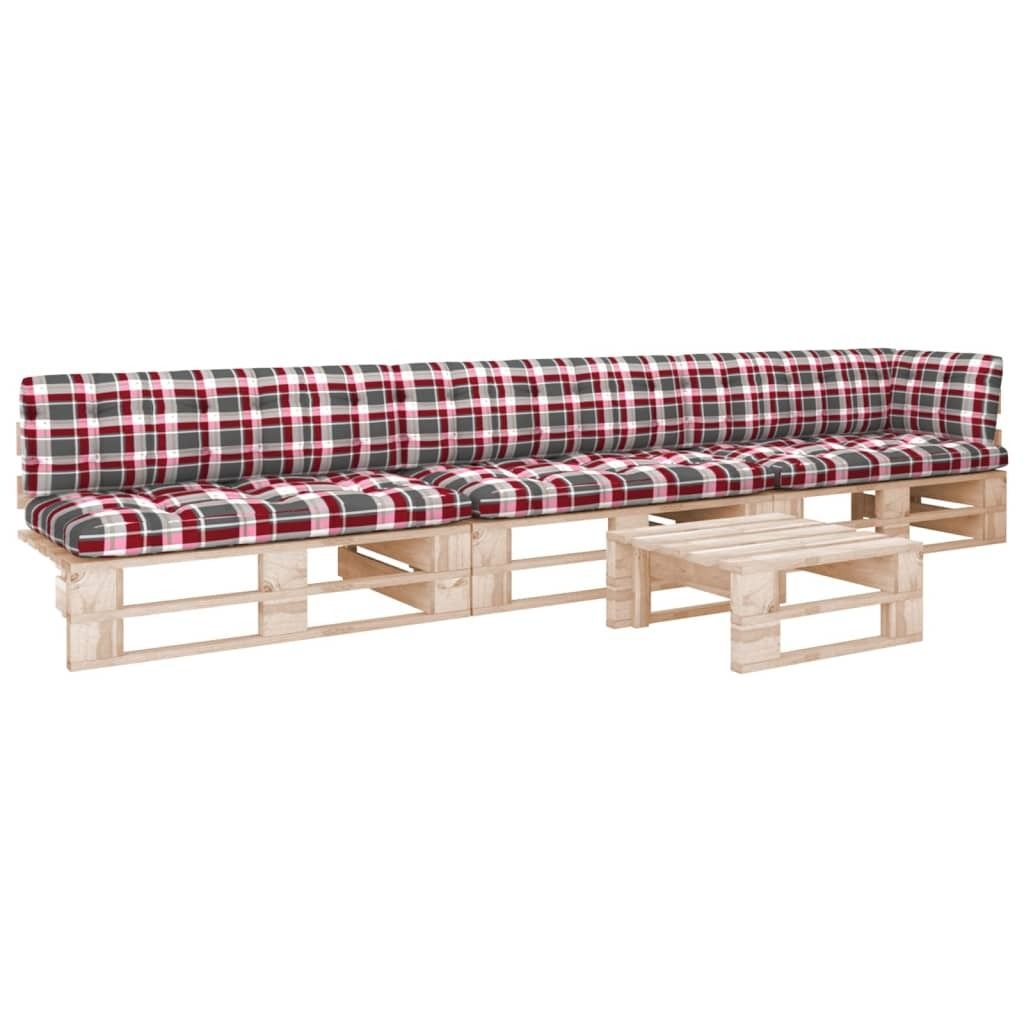4-tlg. Paletten-Lounge-Set mit Kissen Imprägniertes Kiefernholz
