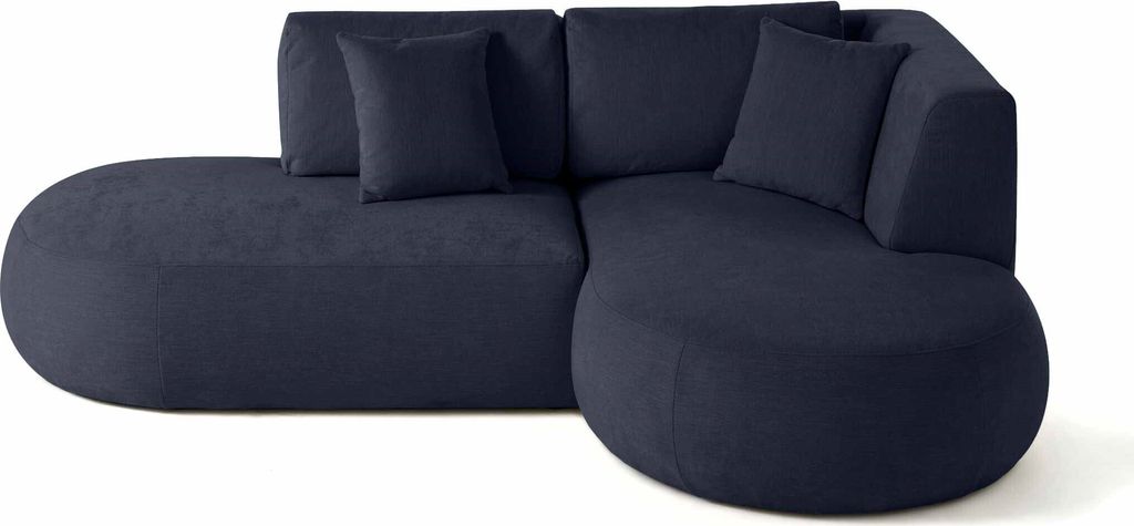Lisa Design Santorini - 4-Sitzer Modulares Ecksofa rechts - aus strukturiertem Stoff , Marineblau