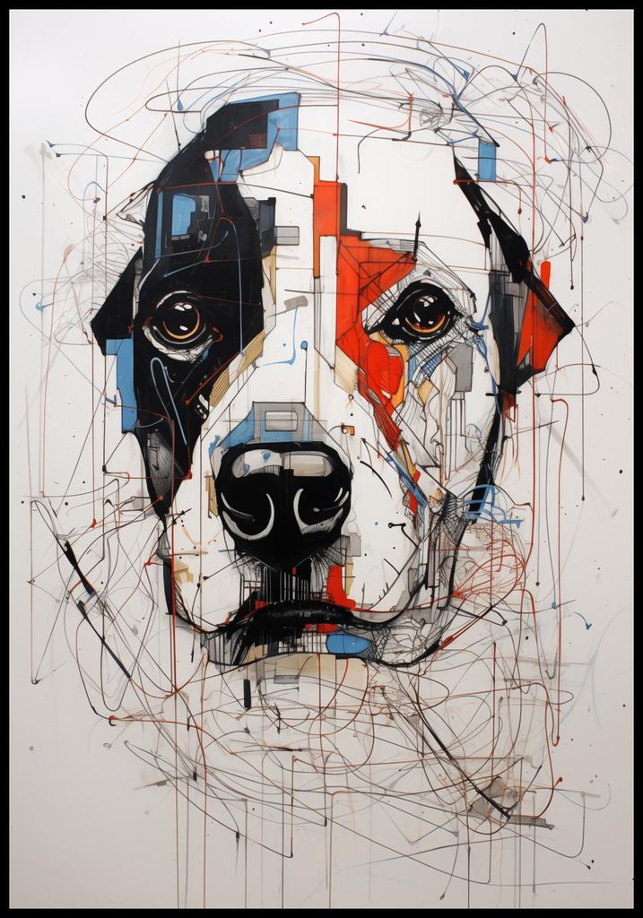 Plakat 68x98cm Zeichnender Hund
