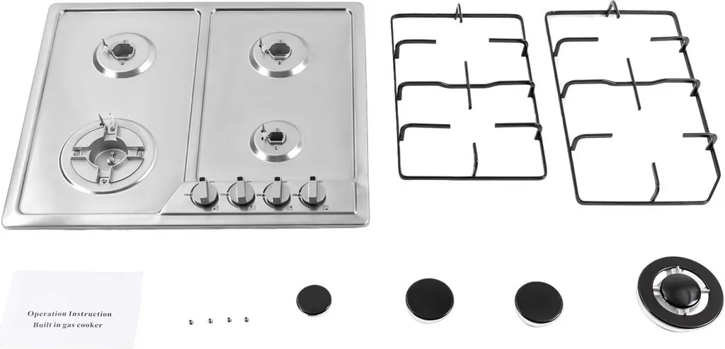 Table de cuisson gaz multi-compatibilité 4 feux avec sécurité intégrée