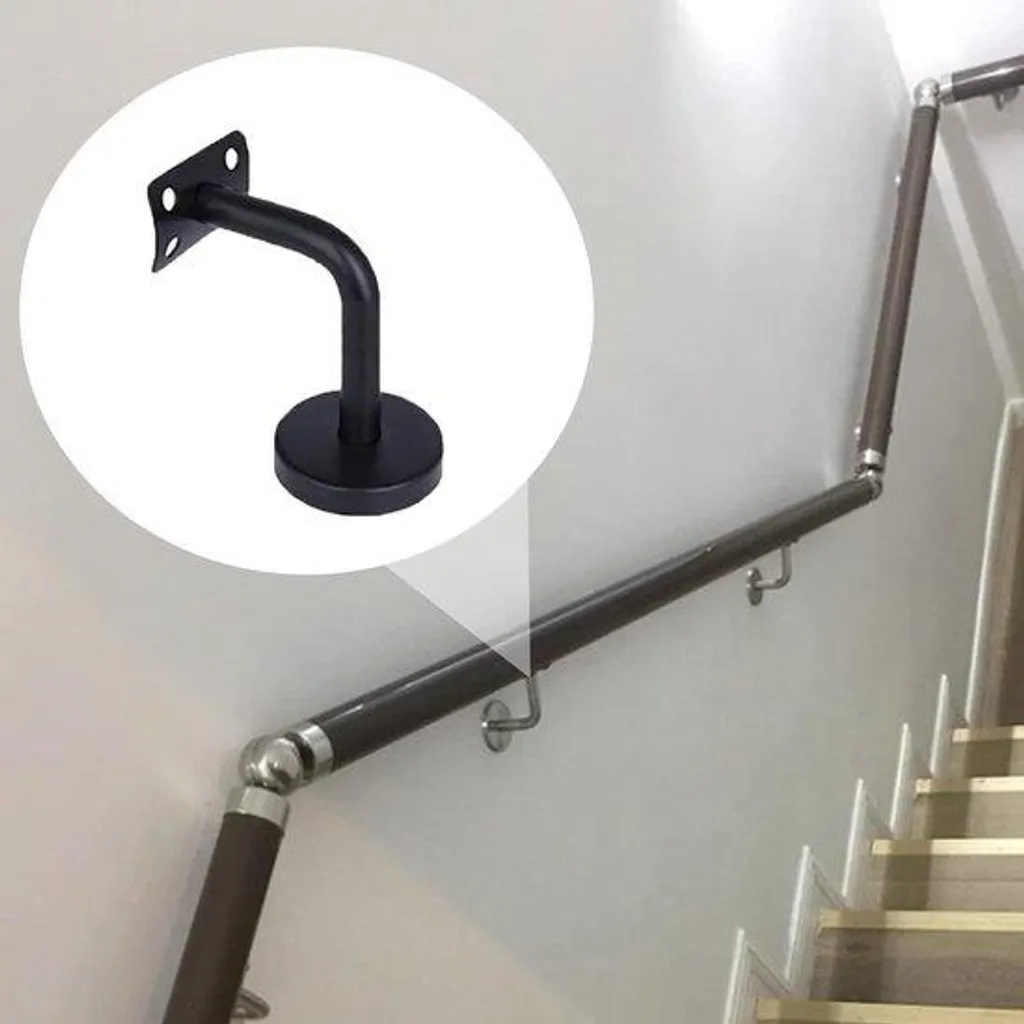 Supports de rampe escalier inox noir : fixations murales stables - 4x