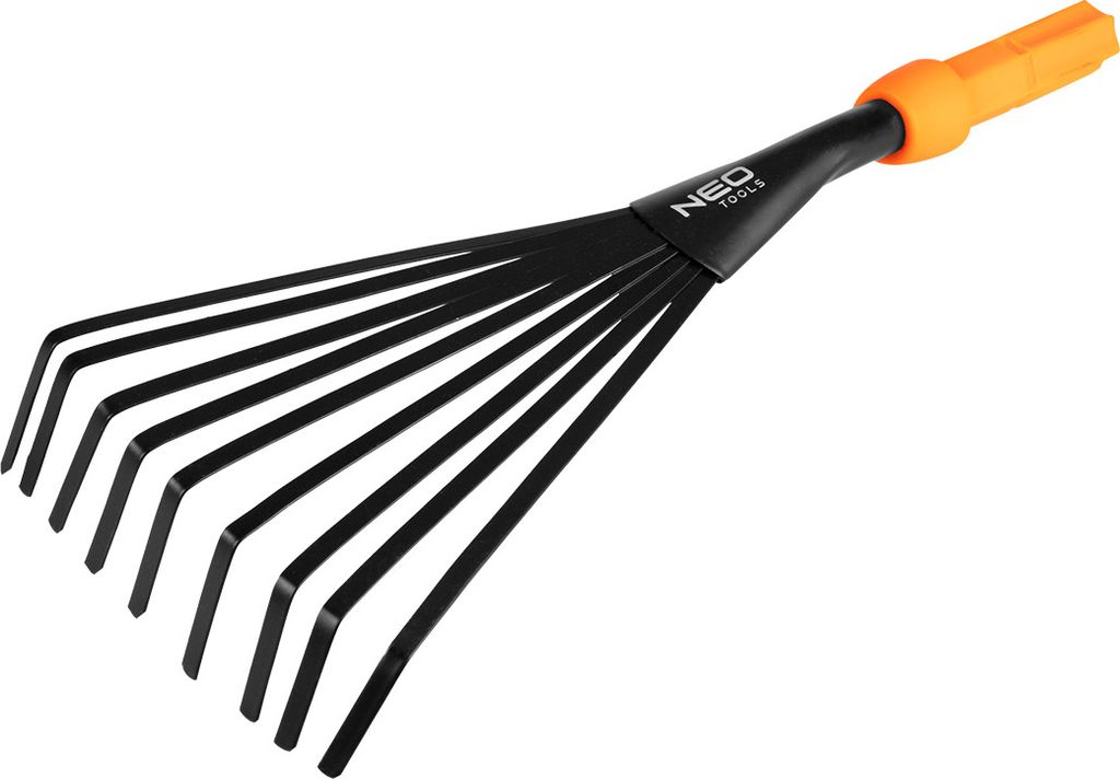 NEO TOOLS Kleine Fächerbesen für NEO Click System - Kompakte Gartenrechen aus hochwertigem Kohlenstoffstahl