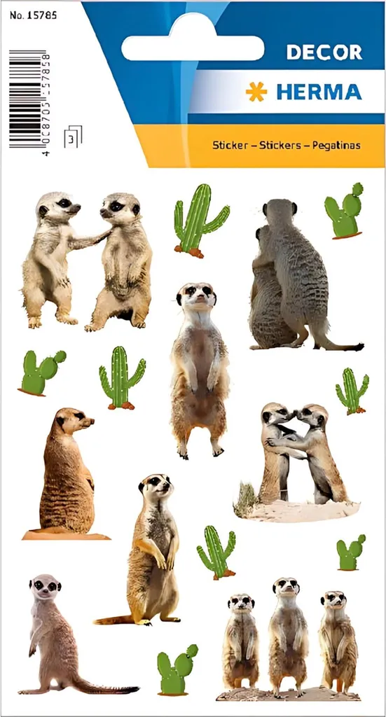 HERMA 15785 Sticker Decorativi Suricati - Design in Carta 48pz