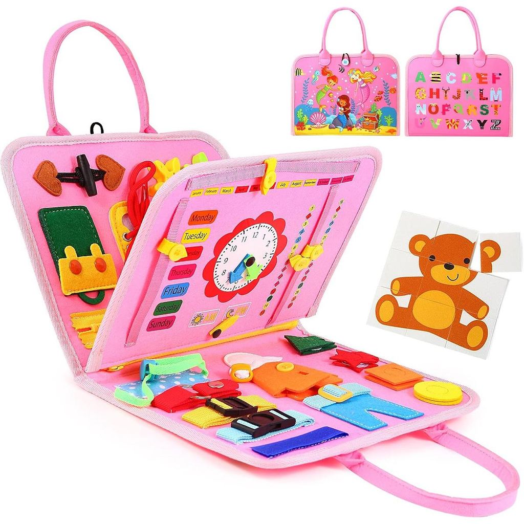 Lernspielzeuge,montessori Busy Board Spielzeug ,3-seitiges Produktbild 