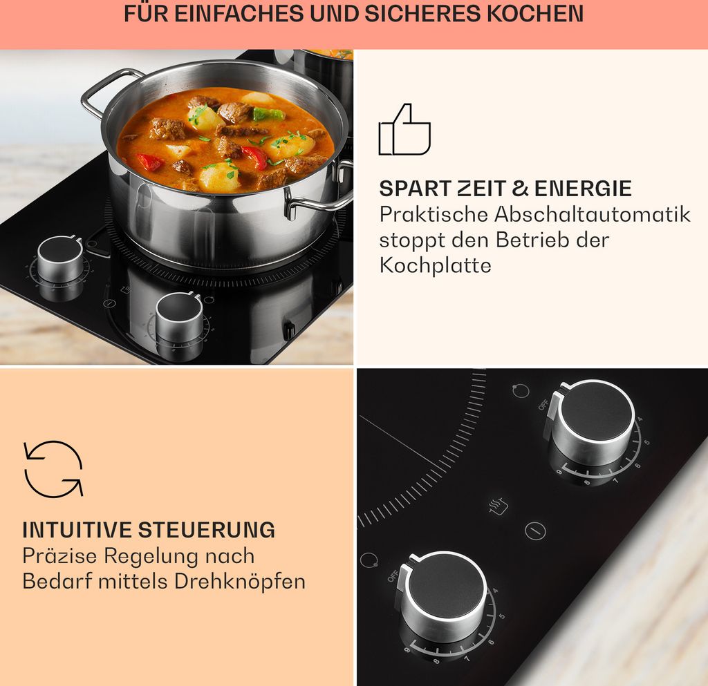 Klarstein Induktionskochfeld, Herd mit 2 Kochfelder, 2900W Produktbild 4
