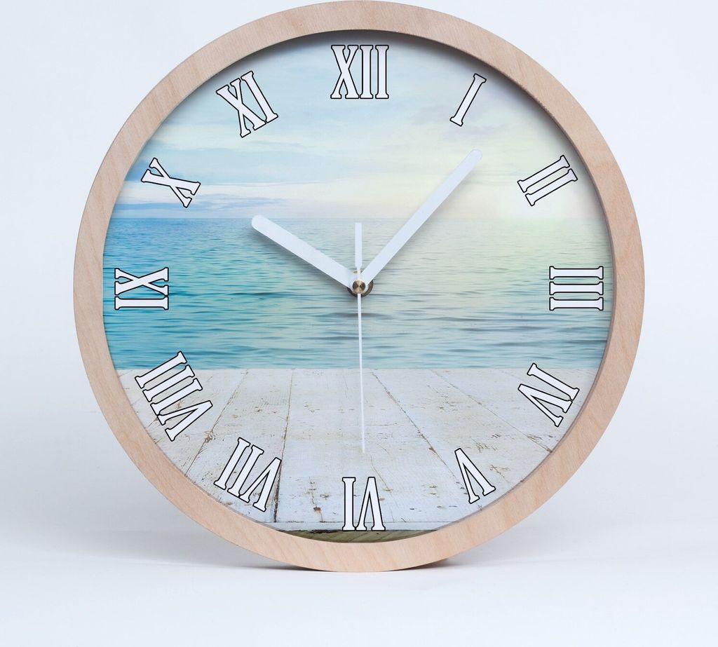 Holzuhr 25fi cm wanduhr - weiße Spitzen - Meer Produktbild 