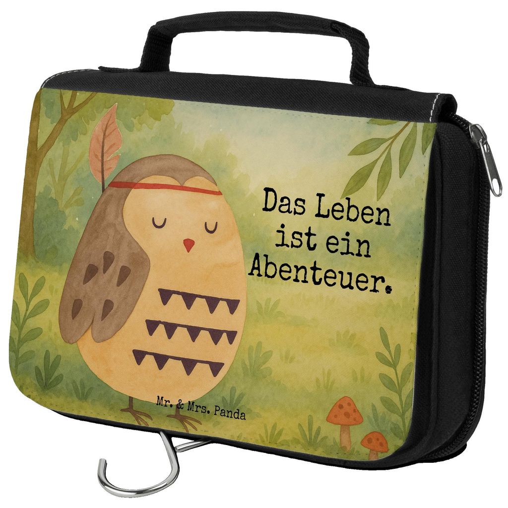 Mr. & Mrs. Panda hygienebeutel Eule Federschmuck Design - Weiß - Geschenk, kulturtäschchen, kosmetiktäschchen, mutig, Dekoration, beautycase, Wa...