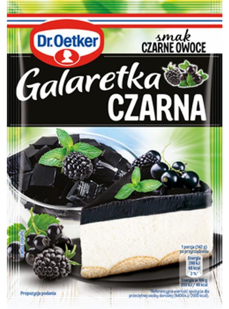 Dr. Oetker zwarte gelatine, smaak: zwarte bessen, 70 gram Productafbeelding 