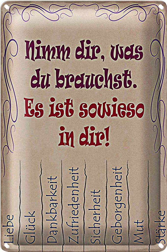 Blechschild Spruch 40x30cm Nimm dir was du brauchst Liebe