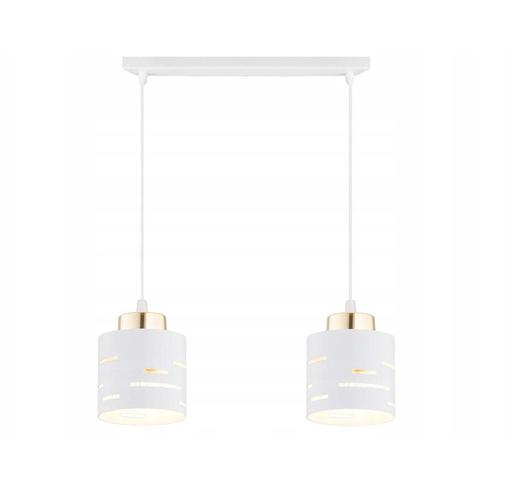 FKL DESIGN Home Deco Deckenlampe Deckenleuchte 2-flammig E27 Metall Lampenshirm Lampe aus Serie (Weiß, N910-BZ2)