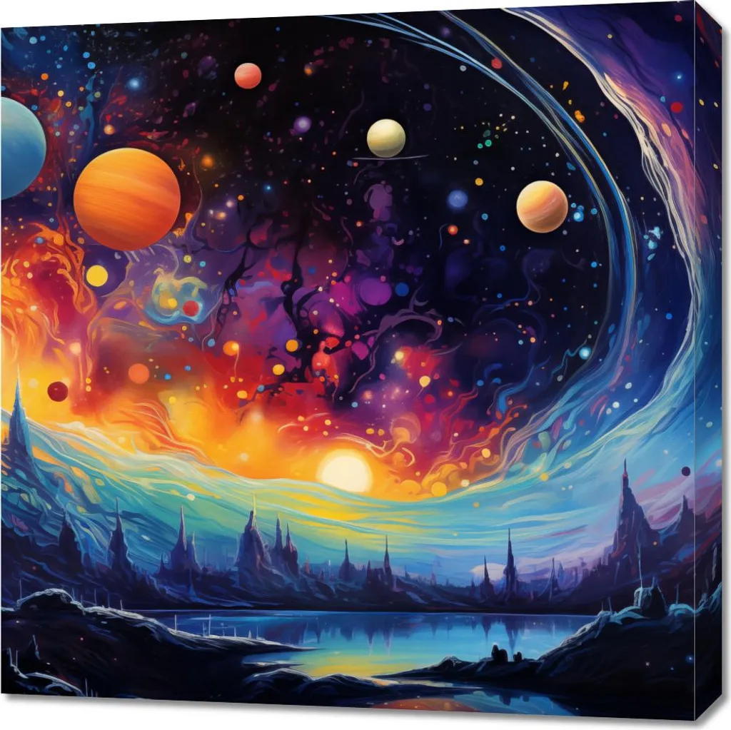 Quadro Decorativo 70x70 cm Orchestra Intergalattica - Arte e Fantasia