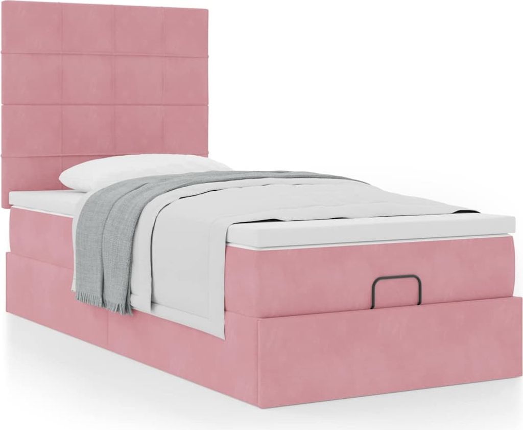 "2024"Moderne Ottoman-Bett mit Matratzen Rosa 100x200 cm Samt - Klassische Betten DE6536906