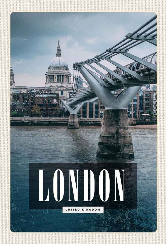 vianmo Holzschild 30x20 cm London UK Jahrtausendbrücke Aussicht Bildmotiv Reisemotiv Abenteuer Reisen