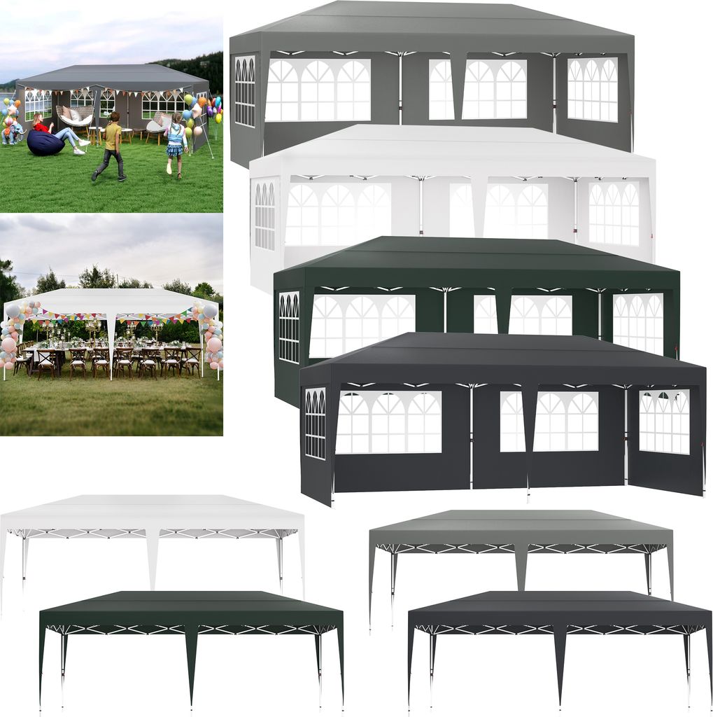 NAIZY Faltpavillon 3x6 Faltbar Partyzelt Gartenzelt, Wasserdicht & UV-Schutz, Höhenverstellbar, Pavillon Outdoor inkl. Tragetasche & Erdanker,Anth...