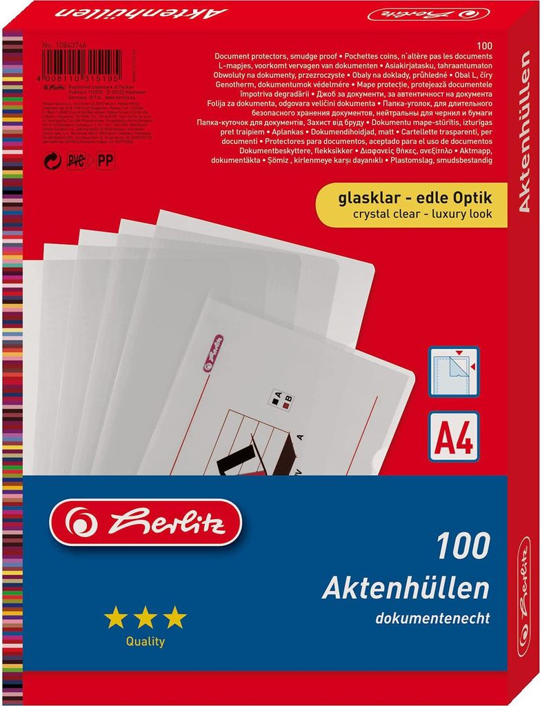 Herlitz 10843746, 210 x 297 mm (A4), Transparent, Produktbild 