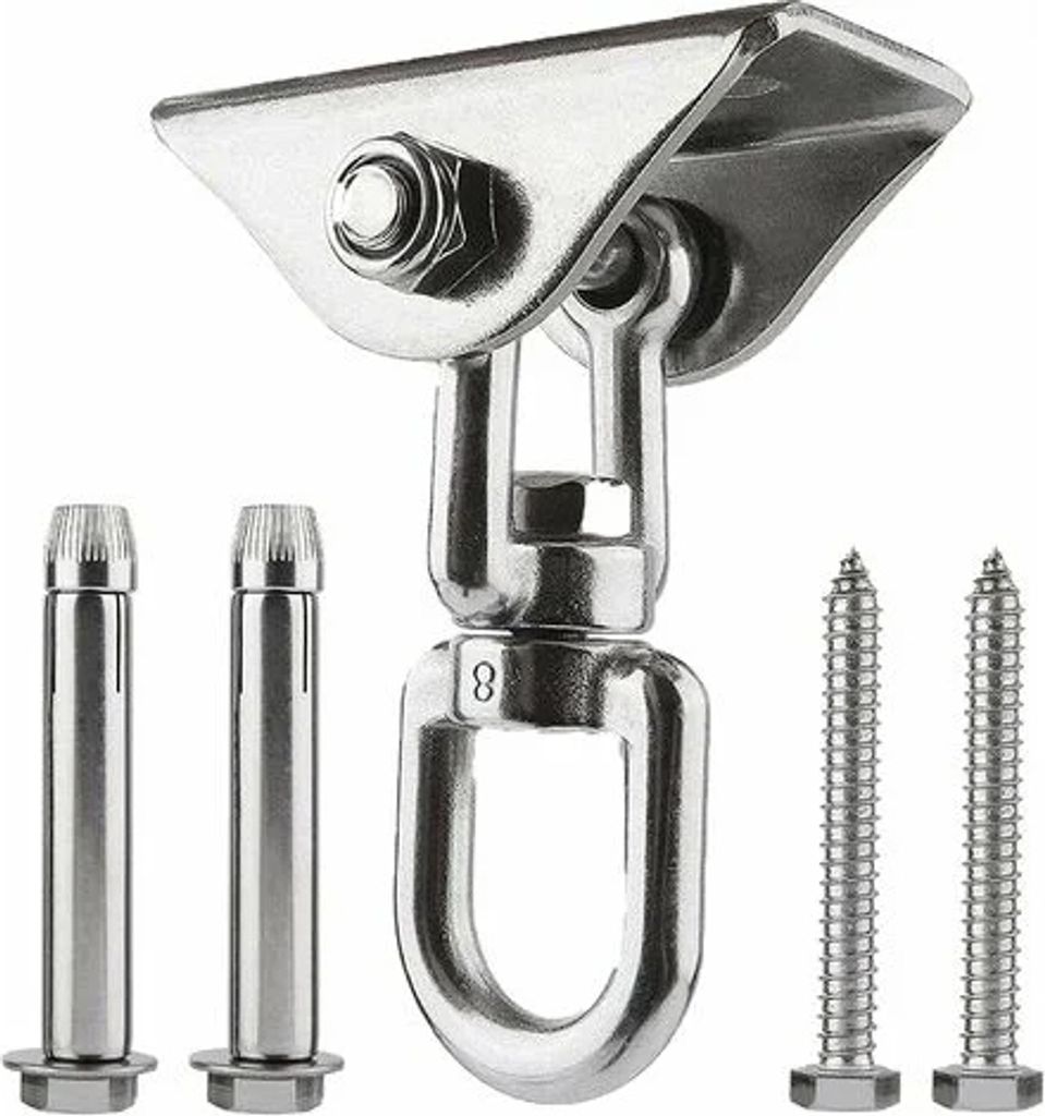 Robuster Deckenhaken, 500 kg schwere Hängesesselhalterung aus Edelstahl, 360° drehbarer fester Deckenhaken für Schaukel, Hängematte, Sandsack, ...