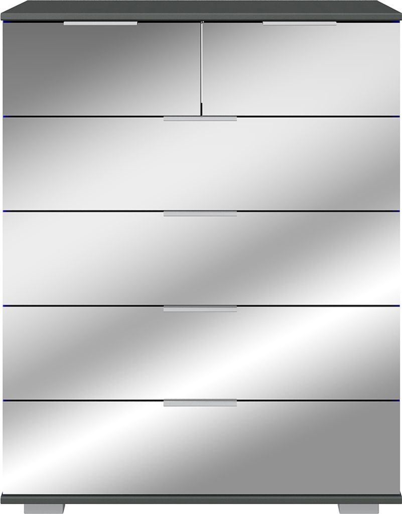 Schlafzimmer Schubkastenkommode in graphit mit Spiegelfront, B/H/T ca. 82/102/42 cm