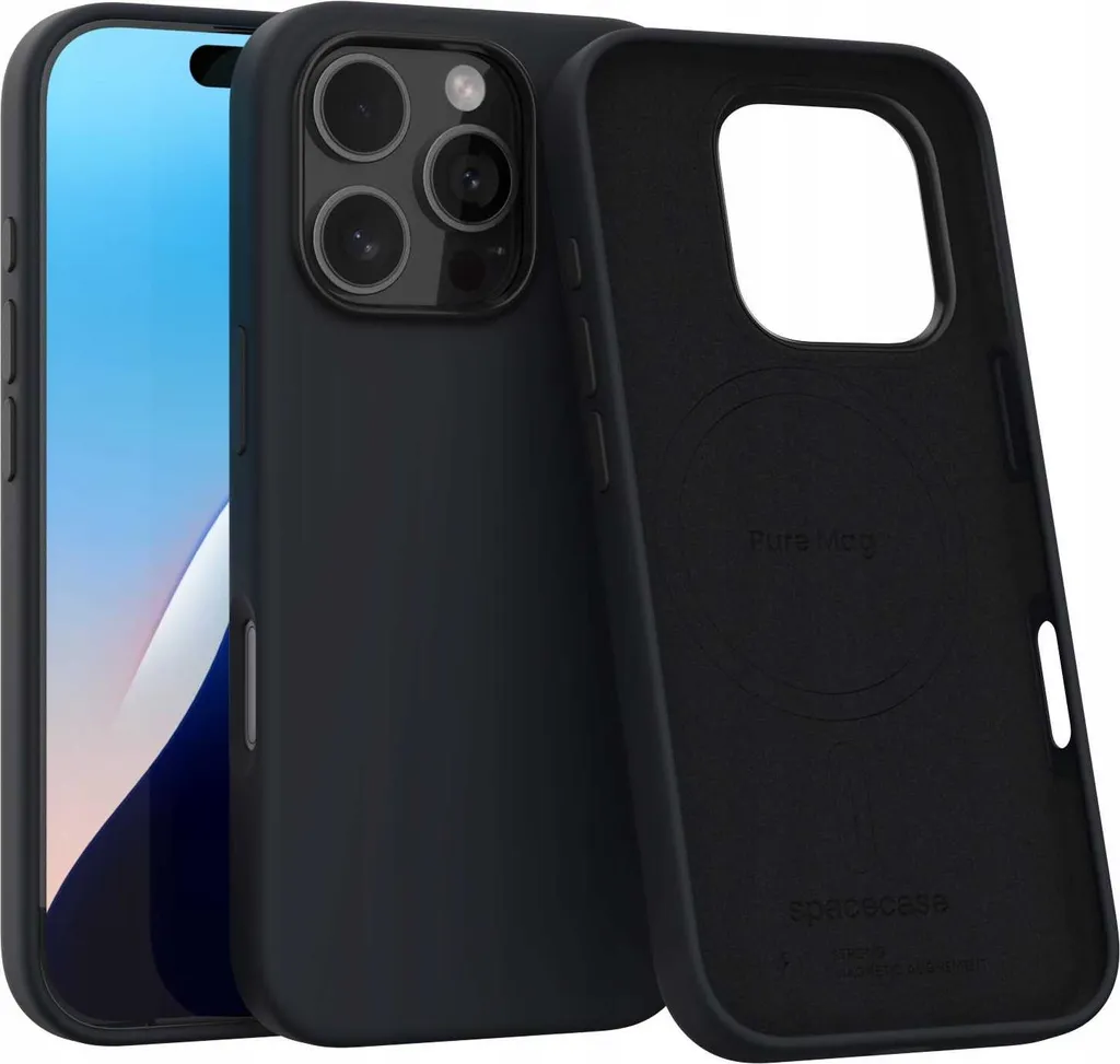 Custodia magnetica in silicone per Magsafe SPACECASE Pure Mag per iPhone 16 Pro Nero