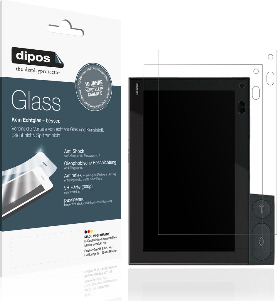 2x Schutzfolie für Siedle Axiom A 150-10 matt - Anti-Shock 9H Folie dipos Glass Kunststoffglas