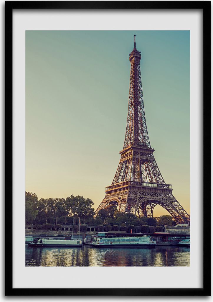 Bild - Bilderrahmen - 50 cm x 70 cm - MDF - Rahmen - Wandkunst Eiffelturm Paris