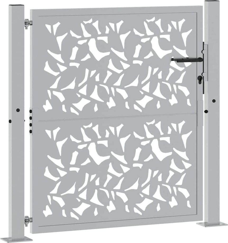vidaXL Gartentor 100x100 cm Wetterfester Stahl Blattdesign