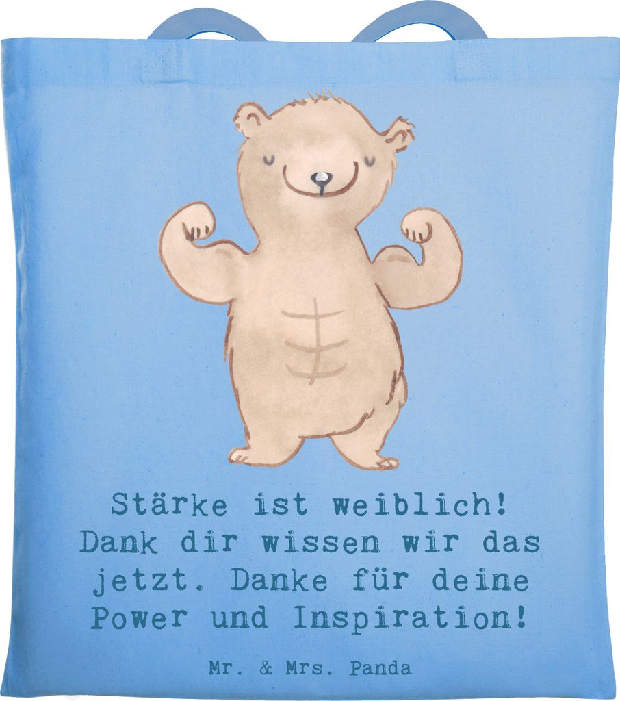 Mr. & Mrs. Panda dokumententasche Bodybuilding Trainerin - Sky Blue - Geschenk, Ernährung, Tasche, Laptoptasche, Inspiration, Durchhaltevermögen,...
