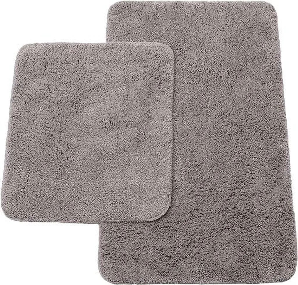 Ensemble de tapis de bain et tapis de toilette gris foncé 2 pièces
