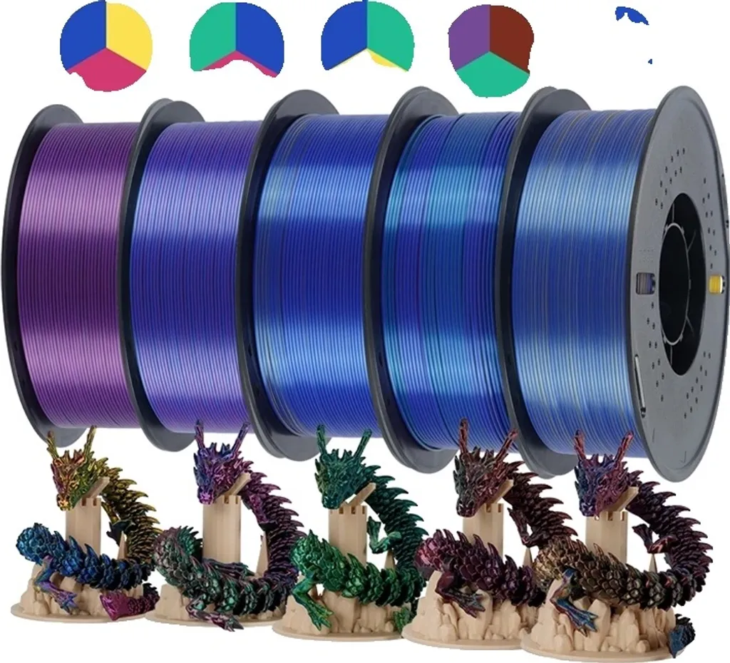 Recharge filament 3D PLA soie tricolore 1.75mm - 5kg mélange A brillant