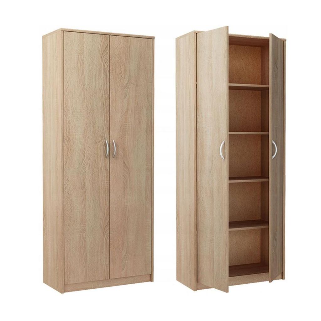 Meblando Bücherregal Simple R5 Sonoma-Eiche, Kleiderschrank Standregal mit Türen Schlafzimmerschrank, breit 74cm, hoch 180cm, Mehrzweckschrank