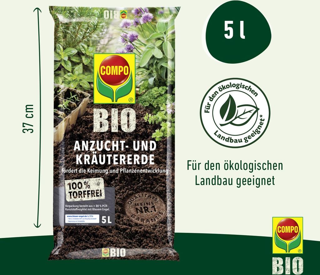 COMPOAnzucht- und Kräutererde torffrei - 5 Liter Produktbild 4