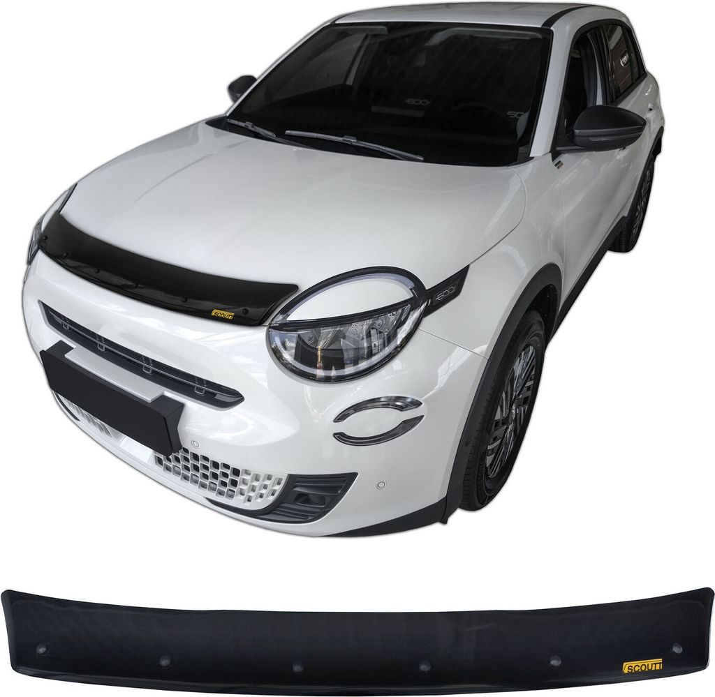SCOUTT | Motorhaube Windabweiser Insekten Steinschlagschutz Für Fiat 600 Ab 2023, Aerodynamisch, Einfache Montage, Getönt, Spezielle Halterungen ...