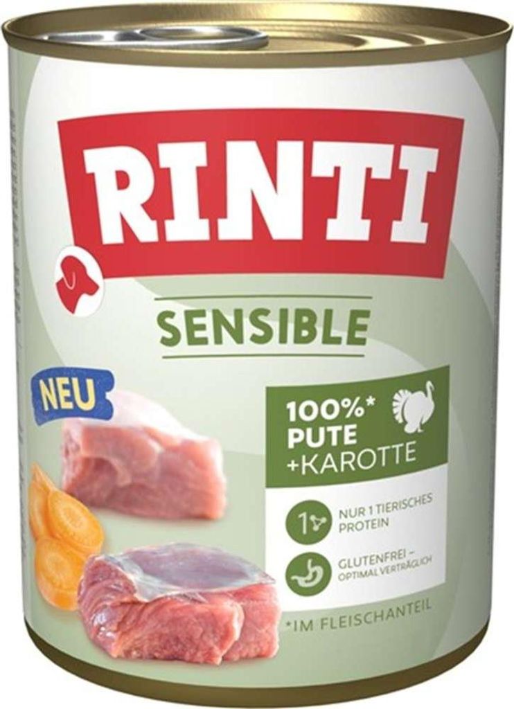 Rinti Sensible Pute + Karotte – sensibles Nassfutter für Hunde Dose 800 g