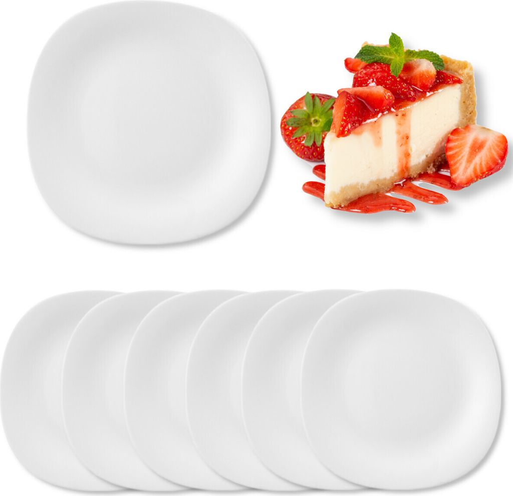 Dortový talíř, dezertní talíř sada 6, 21 cm, bílý, Obrázek produktu 